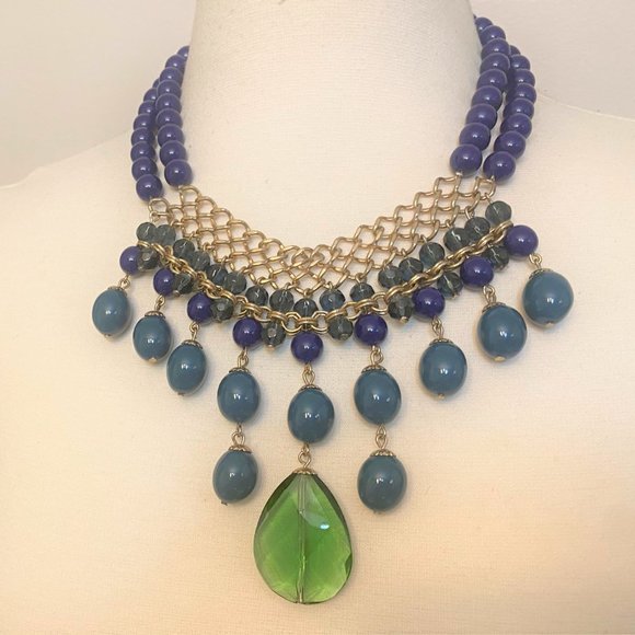 Vintage Blue & Green With Chain Necklace - Picture 5 of 7